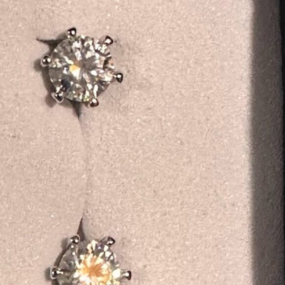 Moissanite 0.5 CT Round Stud Earrings 6 Prong Sterling Silver 925 Stamped NWT - Picture 12 of 14